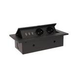 Gniazdo meblowe wpuszczane w blat z grubym rantem 2x2P+Z 3 porty USB czarne OR-AE-1324/B ORNO