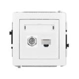 DECO Mechanizm gniazda antenowego poj. typu F (SAT) + gniazda komp. poj. 1xRJ45, kat. 6, 8-stykowy b