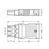 WINSTA wtyk 3-torowy z obudową odciążającą naciąg czarny