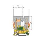 X-COM złączka bazowa 2-pinowa PE żółto-zielona