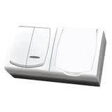 MADERA Zestaw Łącznik dwugrupowy świecznikowy z podświetleniem + Gniazdo pojedyncze wieczko w kolorz