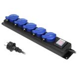 Przedłużacz warsztatowy bryzgoszczelny z wyłącznikiem 5 gniazd IP44 przewód gumowy H05RR-F OR-AE-131