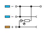3-przewodowa złączka do czujników zasilająca z LED pomarańczowa