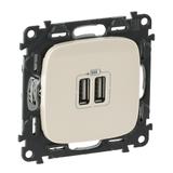 VALENA ALLURE - GNIAZDO ŁADOWANIA USB PODWÓJNE KREMOWE, Legrand