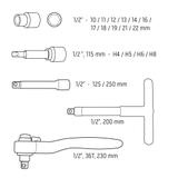 Klucze nasadowe 1000V, 19szt.