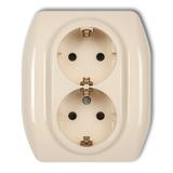 TREND Gniazdo podwójne z uziemieniem SCHUKO 2x(2P+Z) (przesłony torów prądowych) beżowy