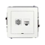 DECO Mechanizm gniazda antenowego poj. typu F (SAT) + gniazda komp. poj. 1xRJ45, kat. 6, 8-stykowy,