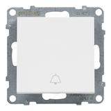 SUNO - Przycisk pojedynczy z symbolem dzwonka - 6 A - 250 V~ - zaciski automatyczne, Biały, Legrand