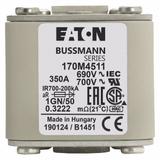 FUSE 350A 690V 1GN/50 AR UC Wkładka szybka 350A AC 690V rozmiar 1 53x69x51 mm aR IEC UL w 170M4511 E