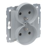 Suno Gniazdo Podwójne Z Uziemieniem 2x2P+Z 16A 250 V Zaciski Śrubowe Możliwość Montażu W Ramkach Wielkorotynych Aluminium 721391 LEGRAND