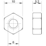 DIN 934, NAKRĘTKI SZEŚCIOKĄTNE M 6 DIN 93