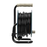 Przedłużacz bębnowy MINI, 4 gniazda 2P+Z (Schuko), metalowy stojak, polwinit H05VV-F 3x1mm2 , długość15m, szary OR-AE-1339/G(GS) ORNO