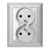 Gniazdo podwójne podtynkowe 2x2P+Z Pearl, 16A, 250V, PT-6 P, srebrny