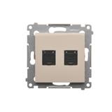 Simon 54 Gniazdo komputerowe podwójne RJ45 kategoria 6 z przesłoną przeciwkurzową kremowy