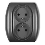 TREND Gniazdo podwójne z uziemieniem 2x(2P+Z) (przesłony torów prądowych) grafitowy