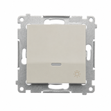 Simon 54 Przycisk zwierny światło z podświeteniem LED szybkozłącza kaszmir mat DS1L.01/42