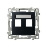 SZAFIR Obudowa gniazda podwójnego typu Keystone prosta - kolor czarny metalik