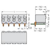 Gniazdo picoMAXeCOM raster 7,5mm 4‑biegunowe z kątowymi pinami lutowniczymi z płytką 2092‑3354 /100szt./ WAGO