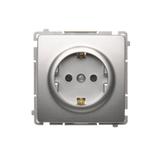 Simon Basic Gniazdo wtyczkowe z uziemieniem Schuko z przesłonami torów prądowych16A 250V zaciski śrubowe srebrny mat BMGSZ1Z.01/43 BMGSz1z.01/43 KONTAKT