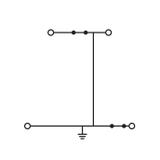 złączka dwupiętrowa PE 4-przewodowa 2,5 mm2 żółto-zielona