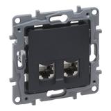 NILOE SELECTION - GNIAZDO 2 X RJ 45 KAT. 6 STP ANTRACYT, Legrand