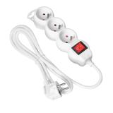 Przedłużacz 3x2P+Z,ON/OFF,1,4m, 3x1mm2, biały