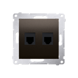 Simon 54 Gniazdo telefoniczne podwójne RJ12 brąz mat