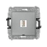MINI Mechanizm ładowarki USB pojedynczej USB A, 10W max., 5V, 2A, bez pola opisowego srebrny metalik