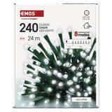 Lampki choinkowe Classic 240 LED 24m zimna biel IP44 8 programów timer D4AC25 EMOS
