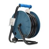 Przedłużacz bębnowy MINI, 4 gniazda 2P+Z (Schuko), metalowy stojak, polwinit H05VV-F 3x1mm2 , długość 15m, turkusowy OR-AE-1339/T(GS) ORNO