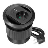 Gniazdo wpuszczane w blat z ładowarką USB przepustem kablowym i przewodem 1,4m OR-GM-9051/B ORNO