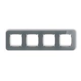 ICON Ramka uniwersalna poczwórna zaokrąglona - efekt szkła (ramka: grafitowa; spód: czarny) grafitow