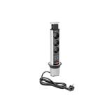 BIURKOWY PRZEDŁUŻACZ WPUSZCZANY 60MM, 3X SCHUCKO, 2XUSB 2,1A 5V (SREBRNY)
