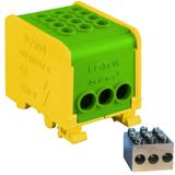 LZ1*16/16/16 ,  Odgałęźnik instalacyjny 1-segmentowy (zacisk: 3x16mm2), zielono-żółty