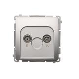 Simon Basic Gniazdo antenowe R-TV przelotowe 10 dB 1x wejście: 5–862 MHz srebrny mat