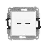 MINI Gniazdo podwójne 2xUSB C-C, bez pola opisowego biały mat 25MGUSBBO-8 KARLIK