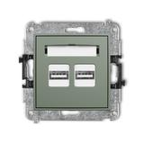 ICON Mechanizm ładowarki USB podwójnej 2xUSB A, 15,5W max., 5V, 3.1A szałwiowy