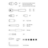 Klucze nasadowe 1/2", 1/4", zestaw 73 szt., CrV