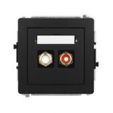 DECO Mechanizm gniazda podwójnego RCA (typu cinch - biały i czerwony, pozłacany) czarny mat