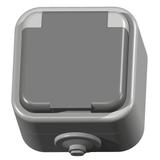 DELFINA Gniazdo pojedyncze z uziemieniem wieczko w kolorze wyrobu - kolor szary