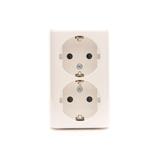 Simon 54 Gniazdo podwójne Schuko n/t z przesłonami wersja skandynawska 16A szybkozłączka biały