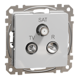 Sedna Design & Elements Gniazdo antenowe R-TV-SAT przelotowe 7dB srebrne aluminium SDD113484 Schneider