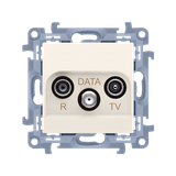 Simon 10 Gniazdo antenowe R-TV-DATA . 1x wejście: 5-862 MHz krem CAD.01/41 KONTAKT