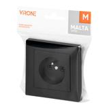 Gniazdo pojedyncze podtynkowe 2P+Z Malta, 16A, 250V, PT-16M, czarny mat FMS-105/B ORNO