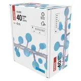 Dekoracje - 40 LED big cherry 4m IP44 niebieski, biały przewód, IP44, timer