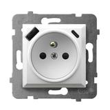 Gniazdo pojedyncze z uziemieniem z ładowarką A+C ARIA BIAŁY