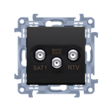Simon 10 Gniazdo antenowe satelitarne podwójne SAT-SAT-RTV 1x wejście: 5 MHz-24 GHz czarny CASK2F.01/49 KONTAKT