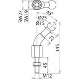 Punkt mocowania kulowy fi 25 mm kątowy 45 st.