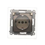 Simon 54 Gniazdo Schuko IP44 z przesłonami z uszczelką ramki 16A z. śrub. klapka transp. złoty mat