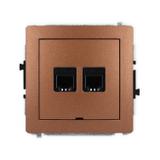 DECO Mechanizm gniazda telefonicznego podwójnego 2xRJ11, 4-stykowy, beznarzędziowe, bez pola opisowe